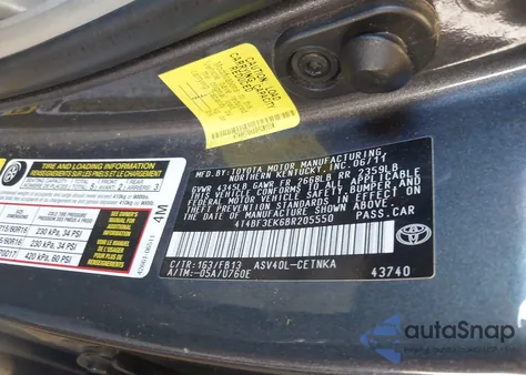 2011 Toyota Camry Le from USA, damaged, VIN 4T4BF3EK6BR205550